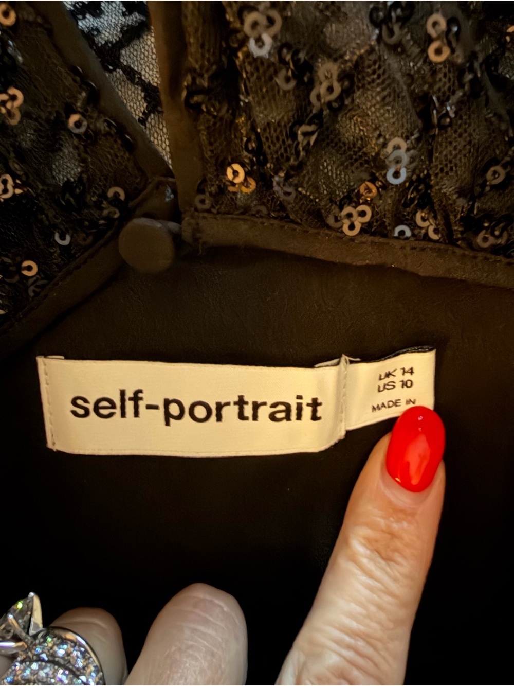 Self-Portrait Black Lace Midi Dress with Puff Sleeves - Picture 7 of 7